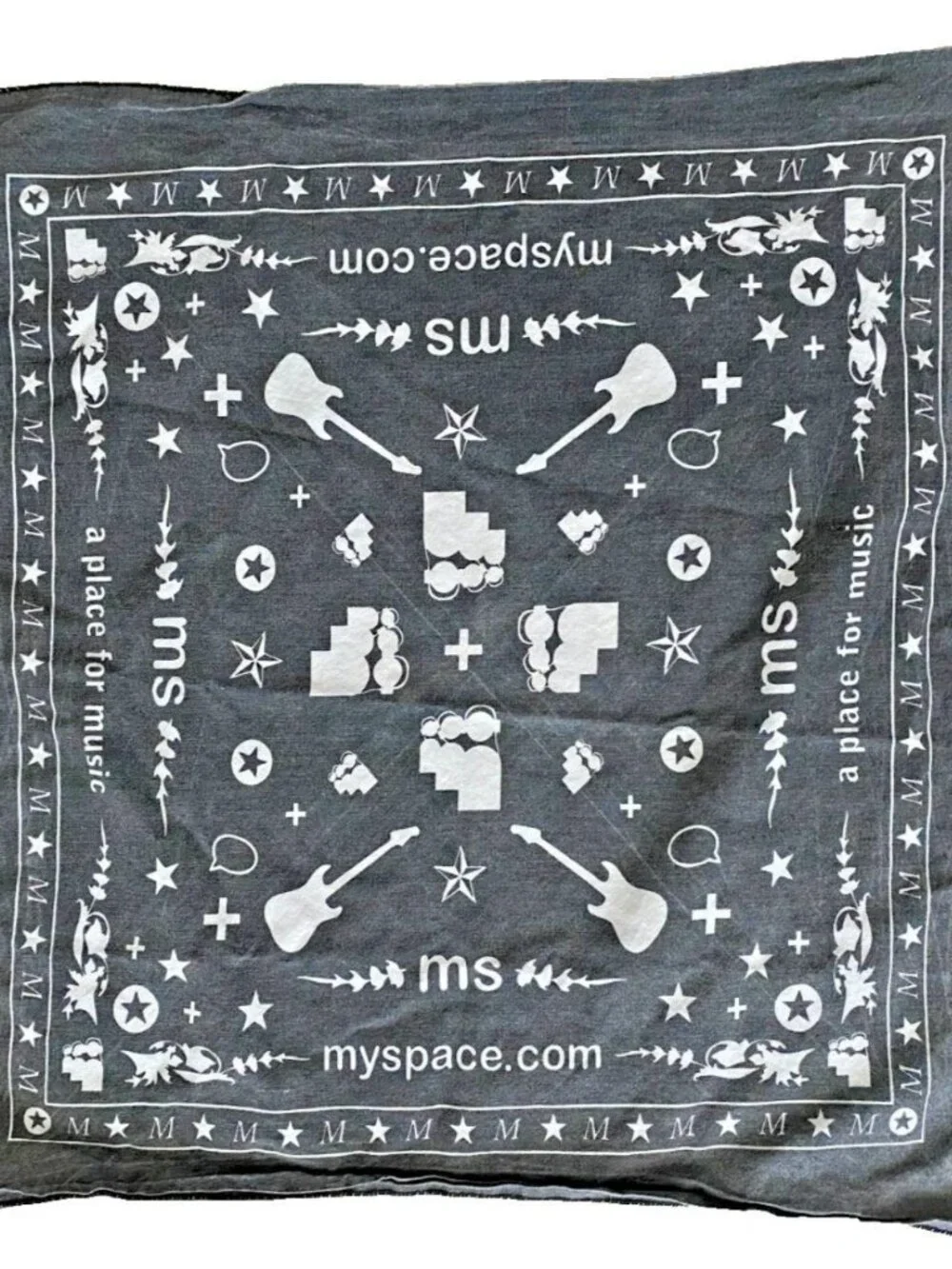 Vintage MySpace Bandana Black Promo Concert Merch Y2K Internet Tom 2000s